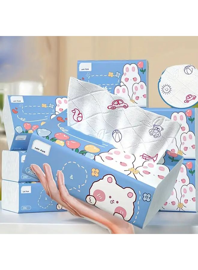 ورق مناديل ناعم بخمس طبقات مطبوع برسوم كرتونية لطيفة بألوان عشوائية 280 ورقة خالي من الصبغات وغير مسبب للحساسية - Image 1